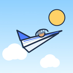 Sky Glider app icon: a paper airplane in a blue sky